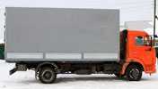 фото Еврофура КАМАЗ 4308: бортовая платформа с каркасом и тентом с задними распашными воротами - производство завода Авто-Профи в Нижнем Новгороде фотография